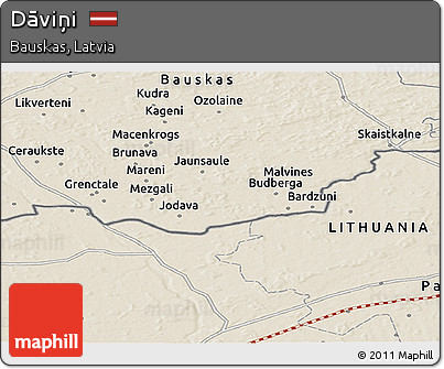Shaded Relief Panoramic Map of Dāviņi