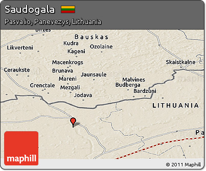 Shaded Relief Panoramic Map of Saudogala