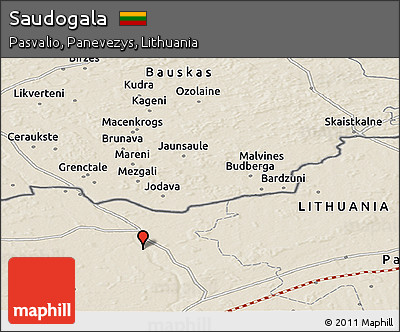 Shaded Relief Panoramic Map of Saudogala