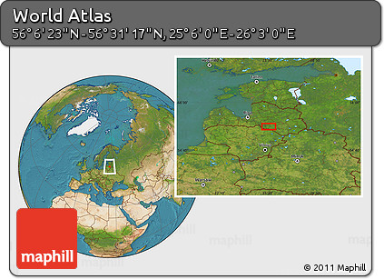 Satellite Location Map of the Area around 56° 18' 50" N, 25° 34' 30" E