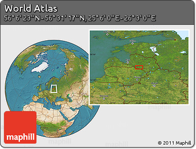 Satellite Location Map of the Area around 56° 18' 50" N, 25° 34' 30" E