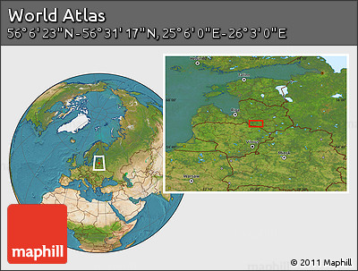 Satellite Location Map of the Area around 56° 18' 50" N, 25° 34' 30" E