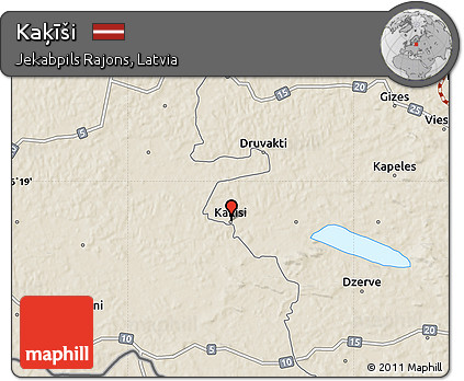 Shaded Relief Map of Kaķīši