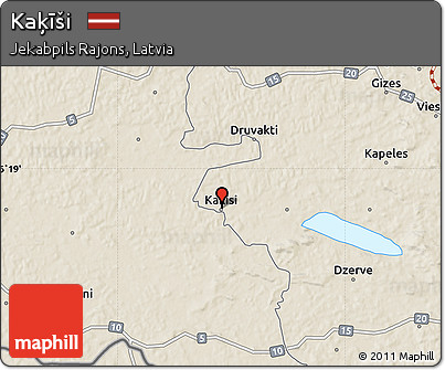 Shaded Relief Map of Kaķīši
