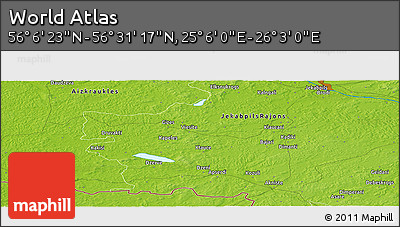 Physical Panoramic Map of the Area around 56° 18' 50" N, 25° 34' 30" E