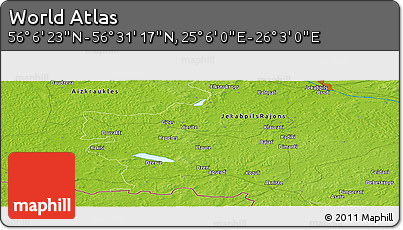 Physical Panoramic Map of the Area around 56° 18' 50" N, 25° 34' 30" E