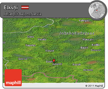 Satellite Panoramic Map of Elkšņi