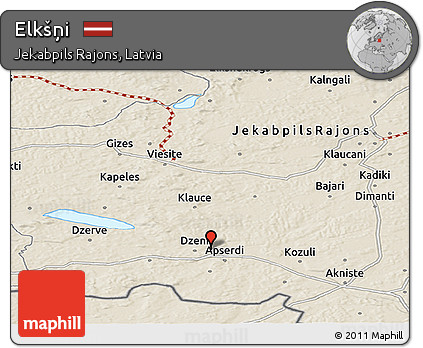 Shaded Relief Panoramic Map of Elkšņi