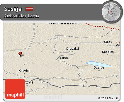 Shaded Relief Panoramic Map of Susēja