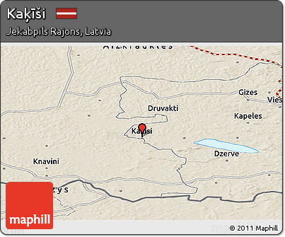 Shaded Relief Panoramic Map of Kaķīši