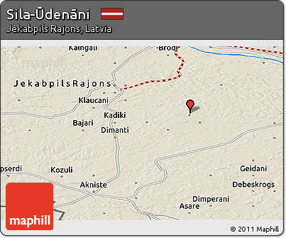 Shaded Relief Panoramic Map of Sila-Ūdenāni