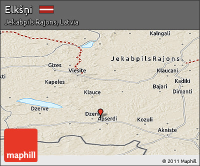 Shaded Relief Panoramic Map of Elkšņi