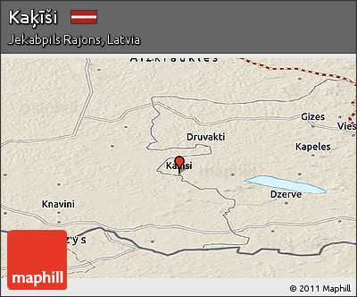 Shaded Relief Panoramic Map of Kaķīši