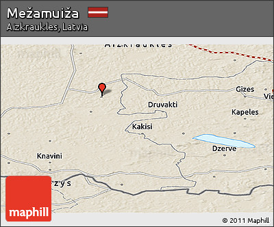 Shaded Relief Panoramic Map of Mežamuiža