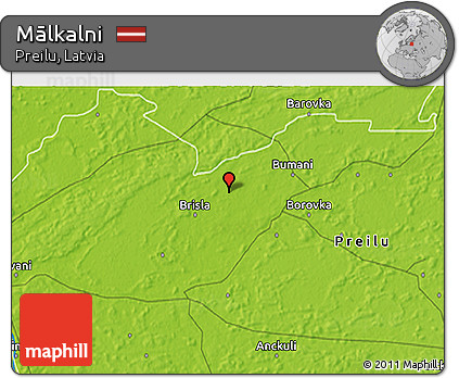Physical 3D Map of Mālkalni