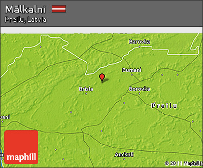 Physical 3D Map of Mālkalni