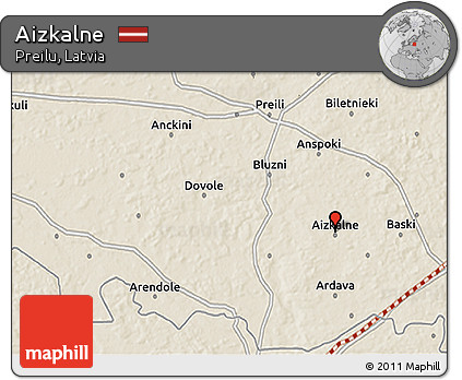 Shaded Relief 3D Map of Aizkalne
