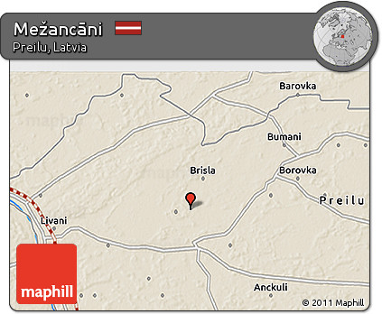 Shaded Relief 3D Map of Mežancāni