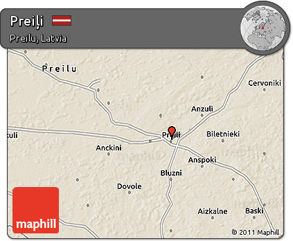 Shaded Relief 3D Map of Preiļi