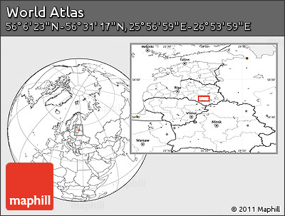 Blank Location Map of the Area around 56° 18' 50" N, 26° 25' 29" E