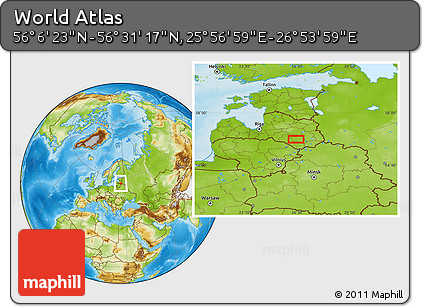 Physical Location Map of the Area around 56° 18' 50" N, 26° 25' 29" E