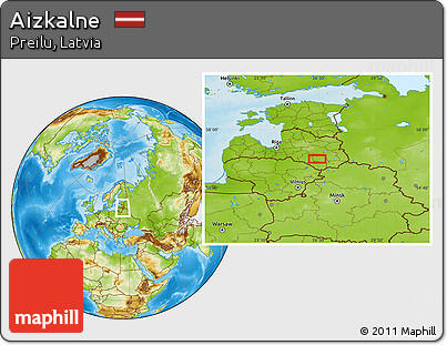 Physical Location Map of Aizkalne