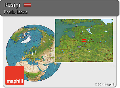 Satellite Location Map of Rūsiņi