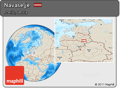 Shaded Relief Location Map of Navaseļje
