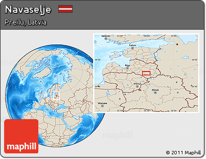 Shaded Relief Location Map of Navaseļje