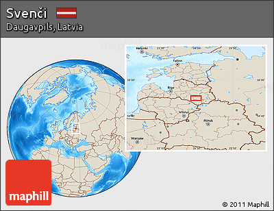 Shaded Relief Location Map of Svenči