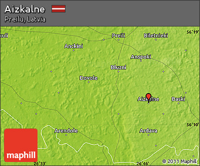 Physical Map of Aizkalne