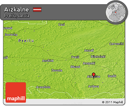 Physical Panoramic Map of Aizkalne