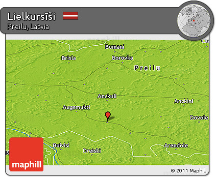 Physical Panoramic Map of Lielkursīši