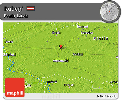 Physical Panoramic Map of Rubeņi
