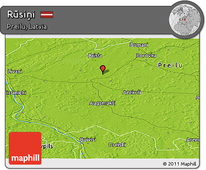 Physical Panoramic Map of Rūsiņi