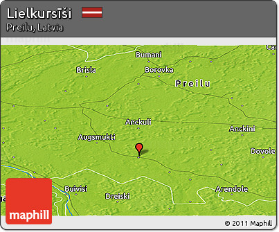 Physical Panoramic Map of Lielkursīši