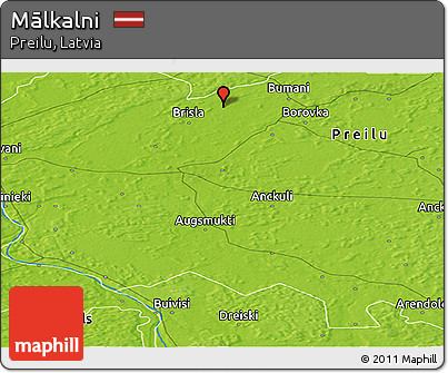 Physical Panoramic Map of Mālkalni