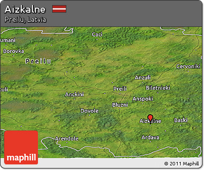 Satellite Panoramic Map of Aizkalne