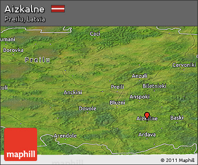 Satellite Panoramic Map of Aizkalne