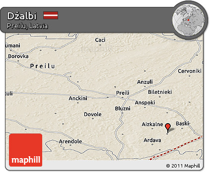 Shaded Relief Panoramic Map of Džalbi