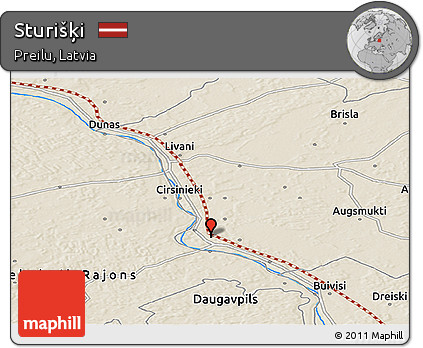 Shaded Relief Panoramic Map of Sturišķi