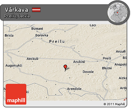 Shaded Relief Panoramic Map of Vārkava
