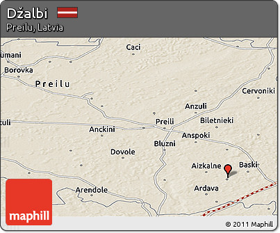 Shaded Relief Panoramic Map of Džalbi