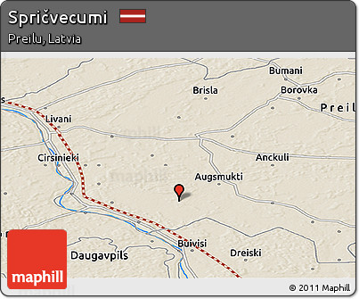 Shaded Relief Panoramic Map of Spričvecumi