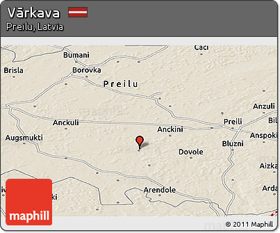 Shaded Relief Panoramic Map of Vārkava
