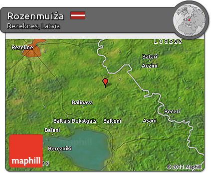 Satellite 3D Map of Rozenmuiža