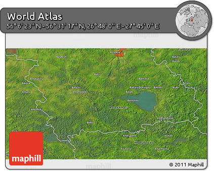 Satellite 3D Map of the Area around 56° 18' 50" N, 27° 16' 29" E