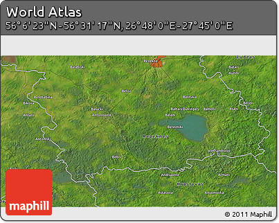 Satellite 3D Map of the Area around 56° 18' 50" N, 27° 16' 29" E