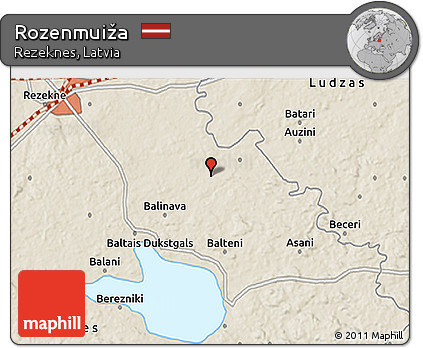 Shaded Relief 3D Map of Rozenmuiža