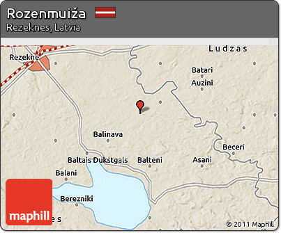 Shaded Relief 3D Map of Rozenmuiža